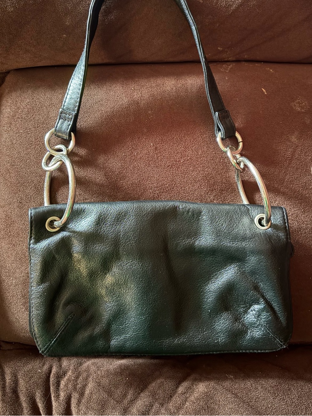 Wilson's Leather Maxima Foldover Purse Clutch Shoulder Bag Y2K